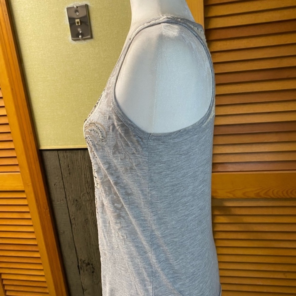 Light Gray Embellished Women's Tank Top - Picture 7 of 9